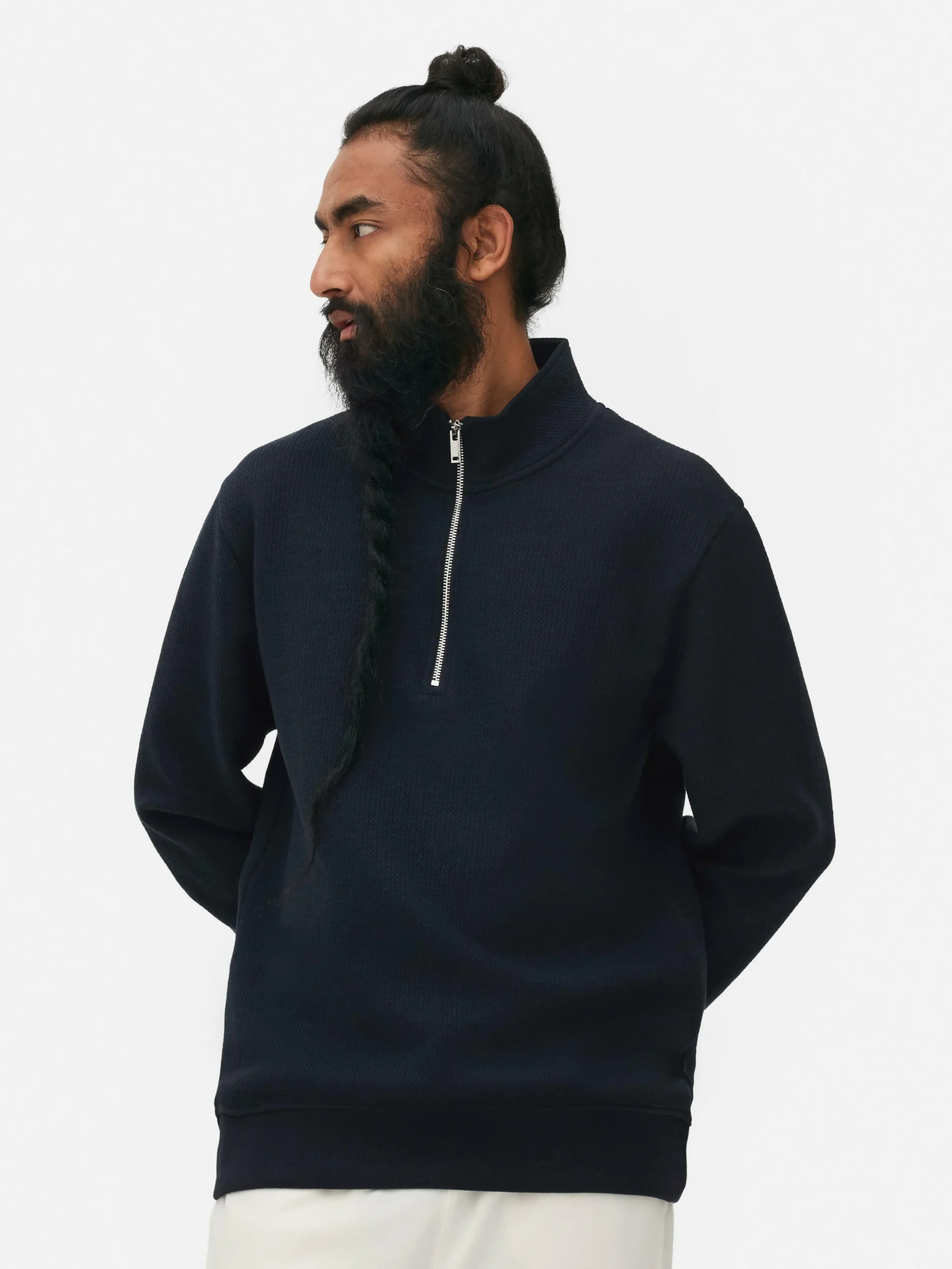 Sudadera Con Cremallera Y Textura Geométrica