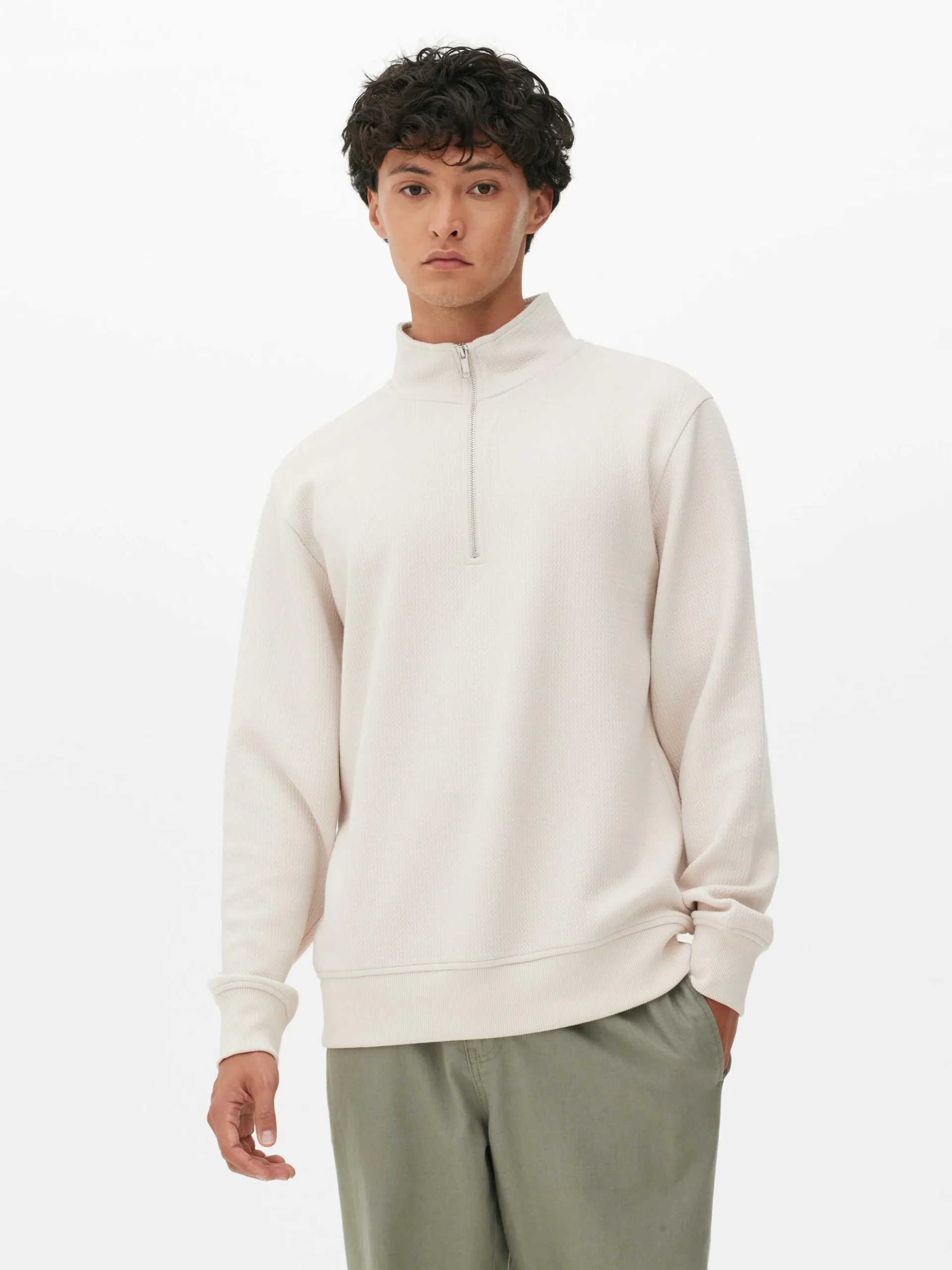 Sudadera Con Cremallera Y Textura Geométrica
