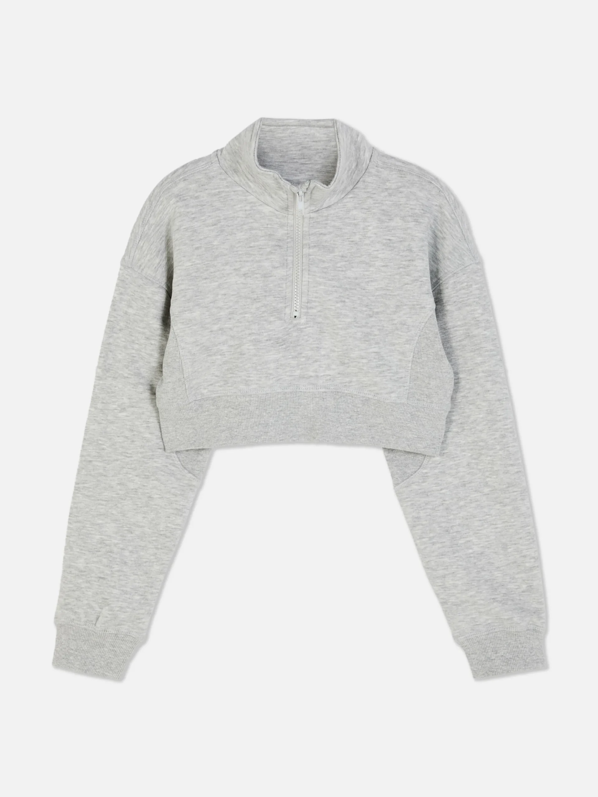 Sudadera Corta Con Cuello Chimenea