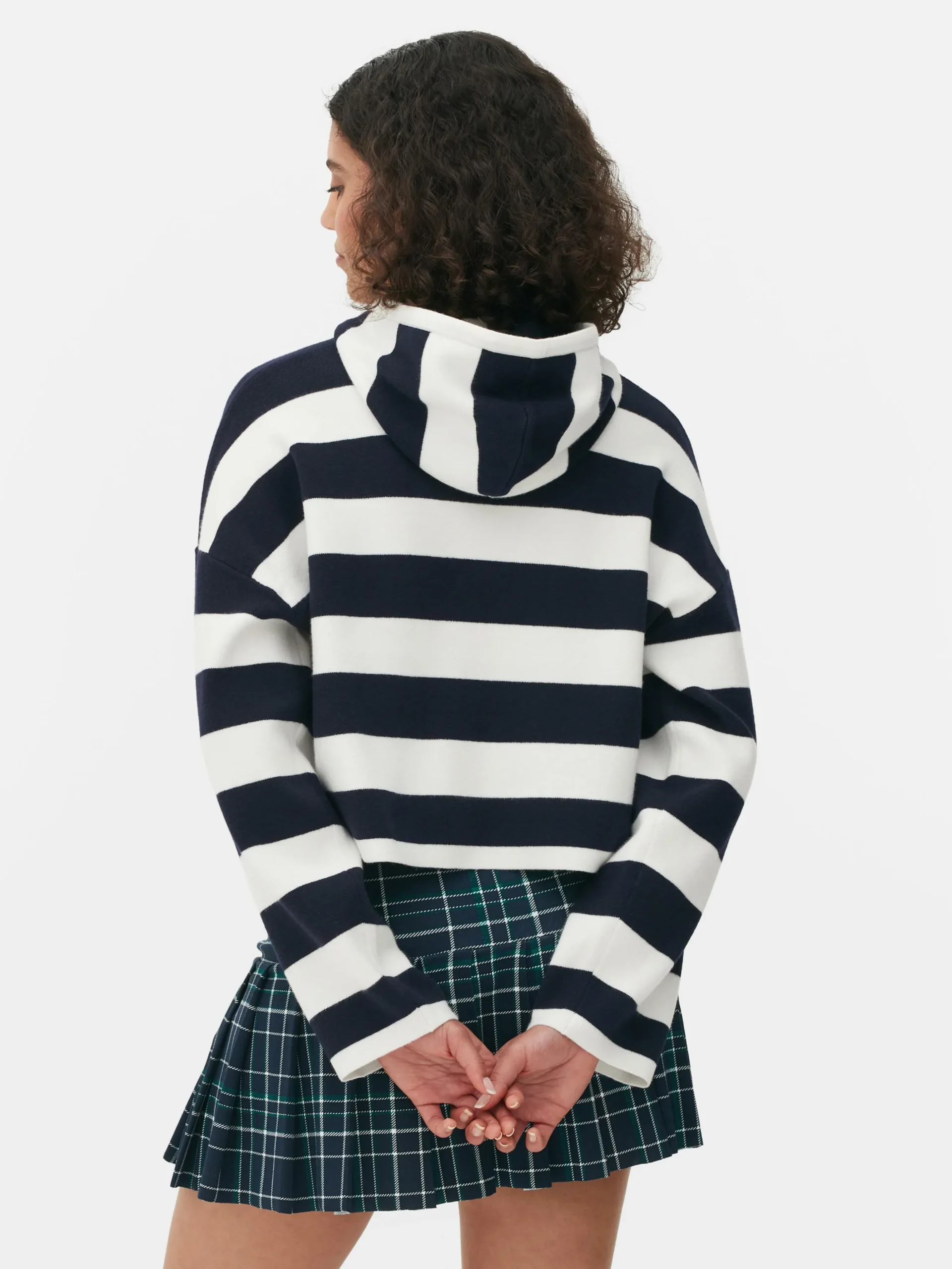 Sudadera De Punto A Rayas Con Capucha