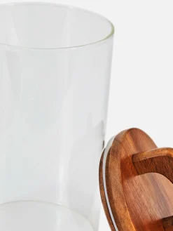 Tarro De Vidrio Mediano Con Tapa De Madera