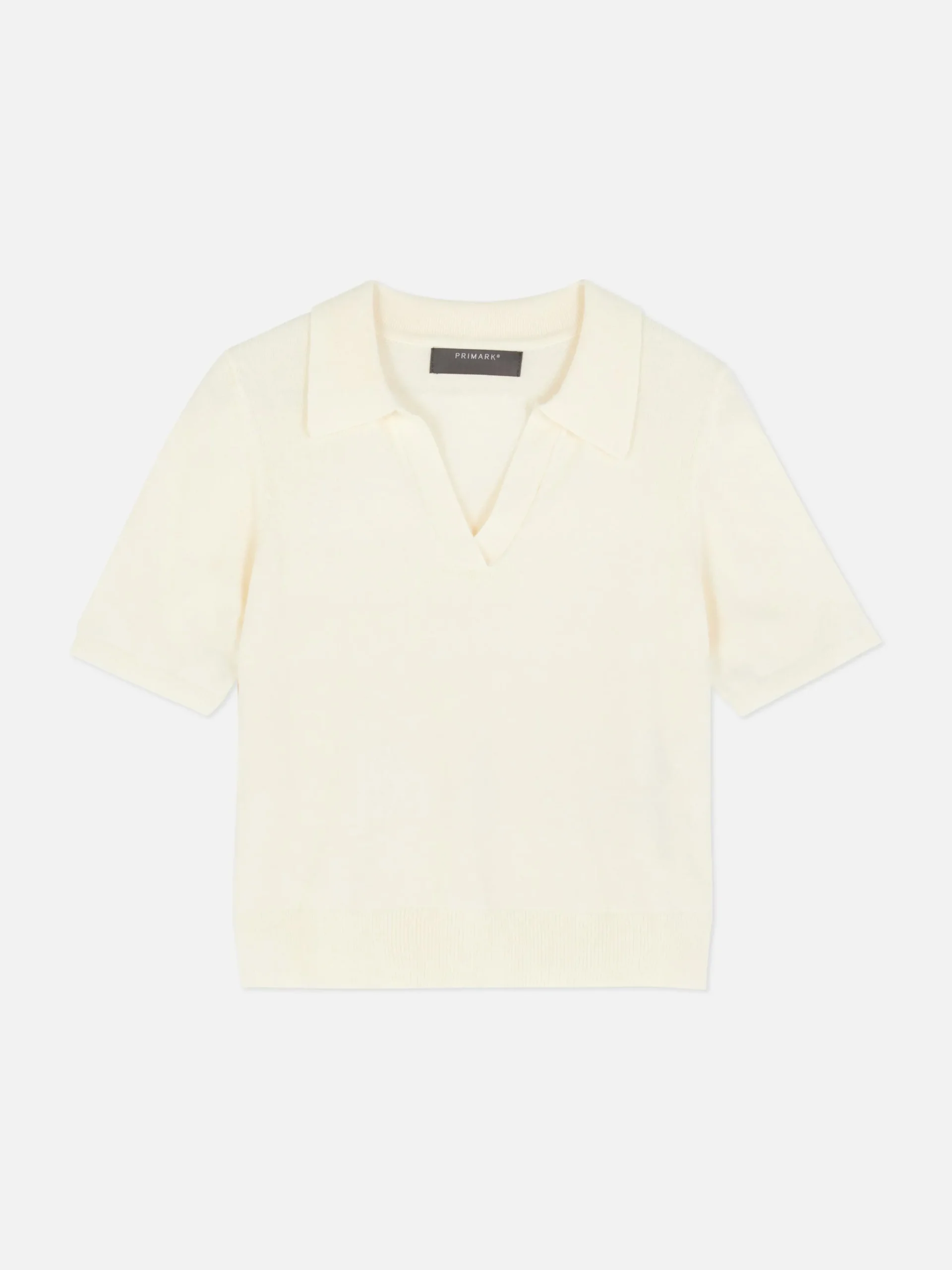 Top De Punto Fino Y Manga Corta Con Cuello