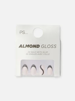 Uñas Postizas Almendradas Brillantes De PS...
