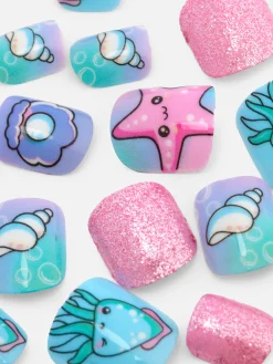 Uñas Postizas A Presión Con Motivos Marinos