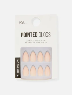 Uñas Postizas Puntiagudas Con Purpurina De PS...