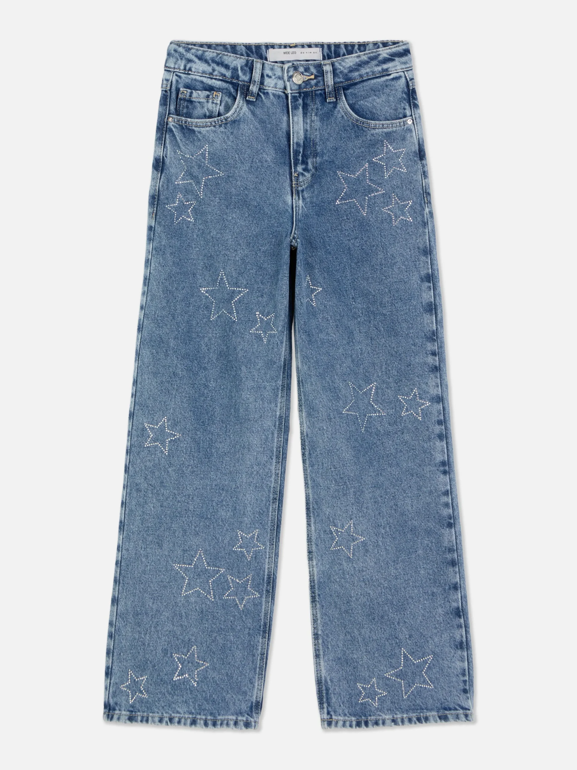 Vaqueros De Pernera Ancha Con Strass