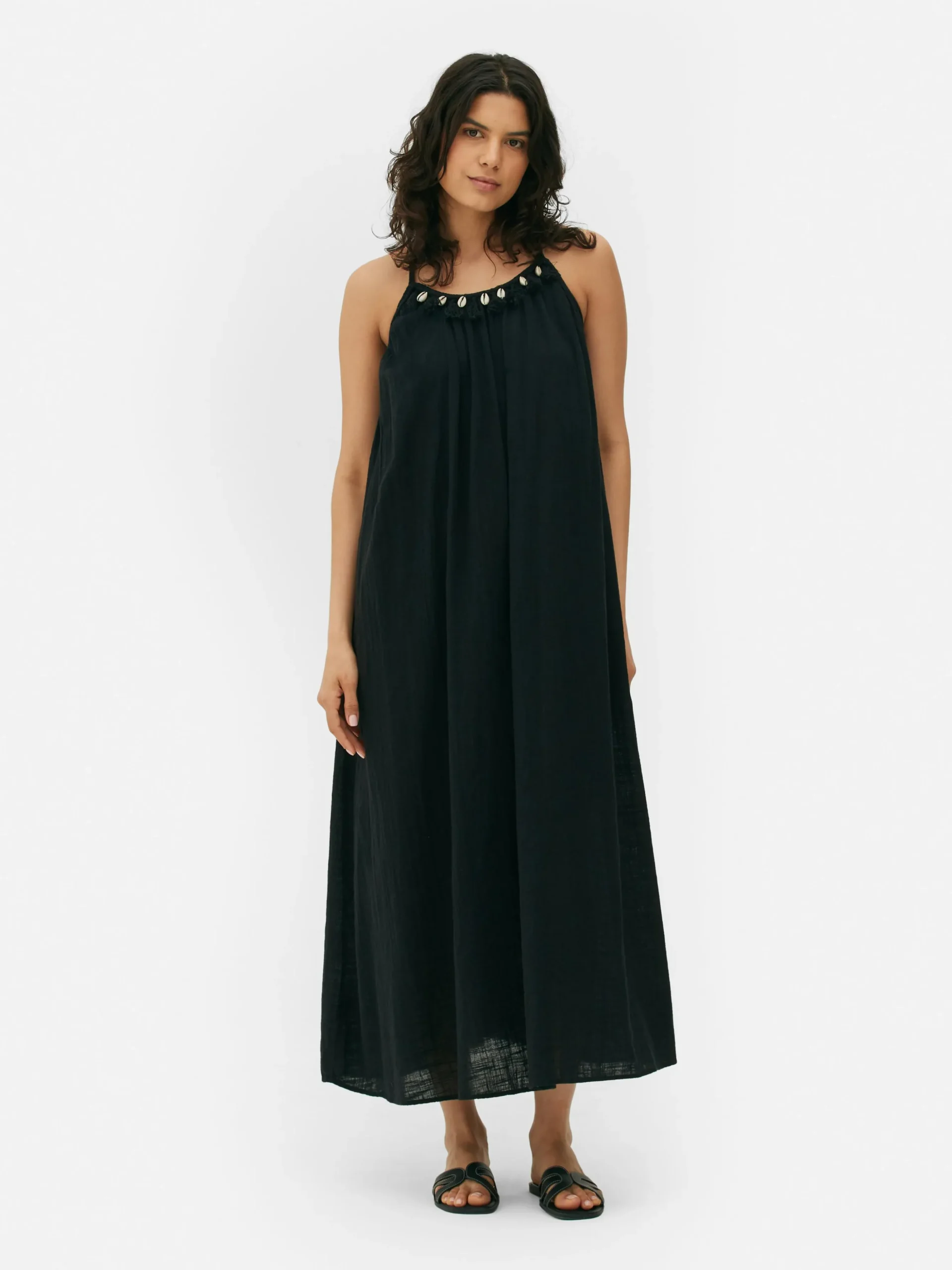 Vestido De Playa Largo Con Conchas Sintéticas