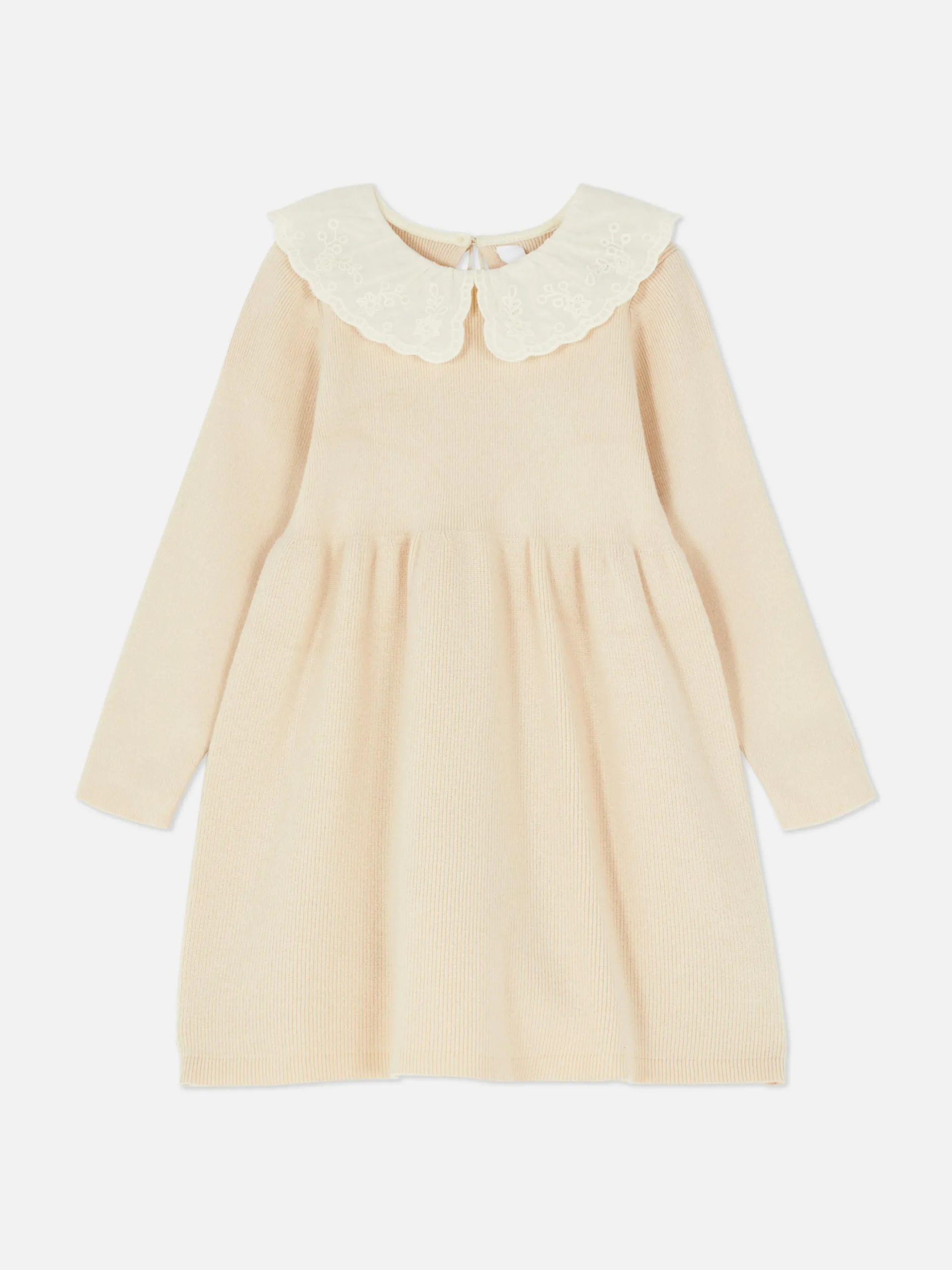Vestido De Punto Con Cuello Bordado