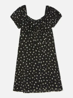 Vestido Fruncido Con Flores