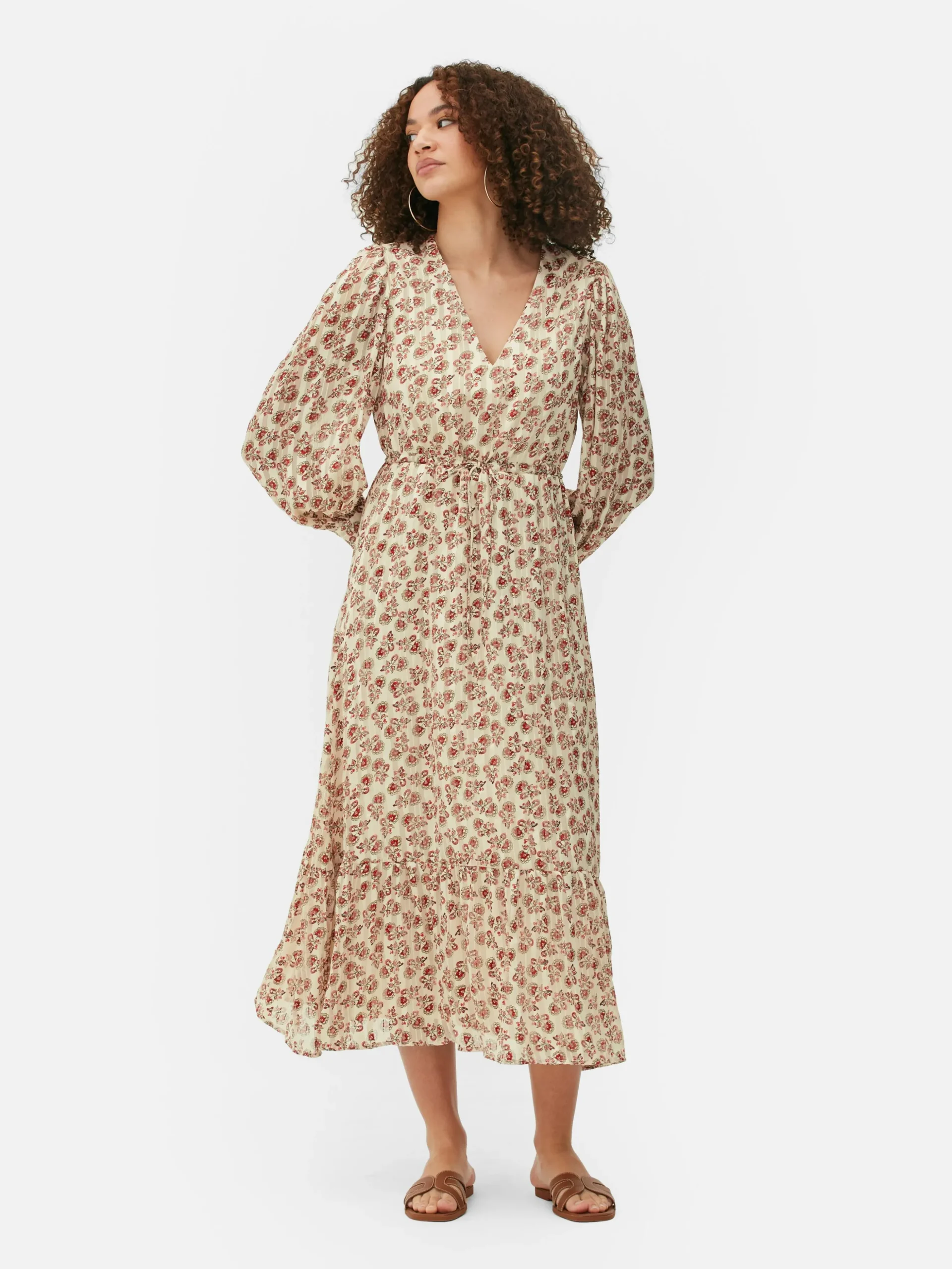 Vestido Midaxi De Estilo Bohemio Con Cuello De Pico