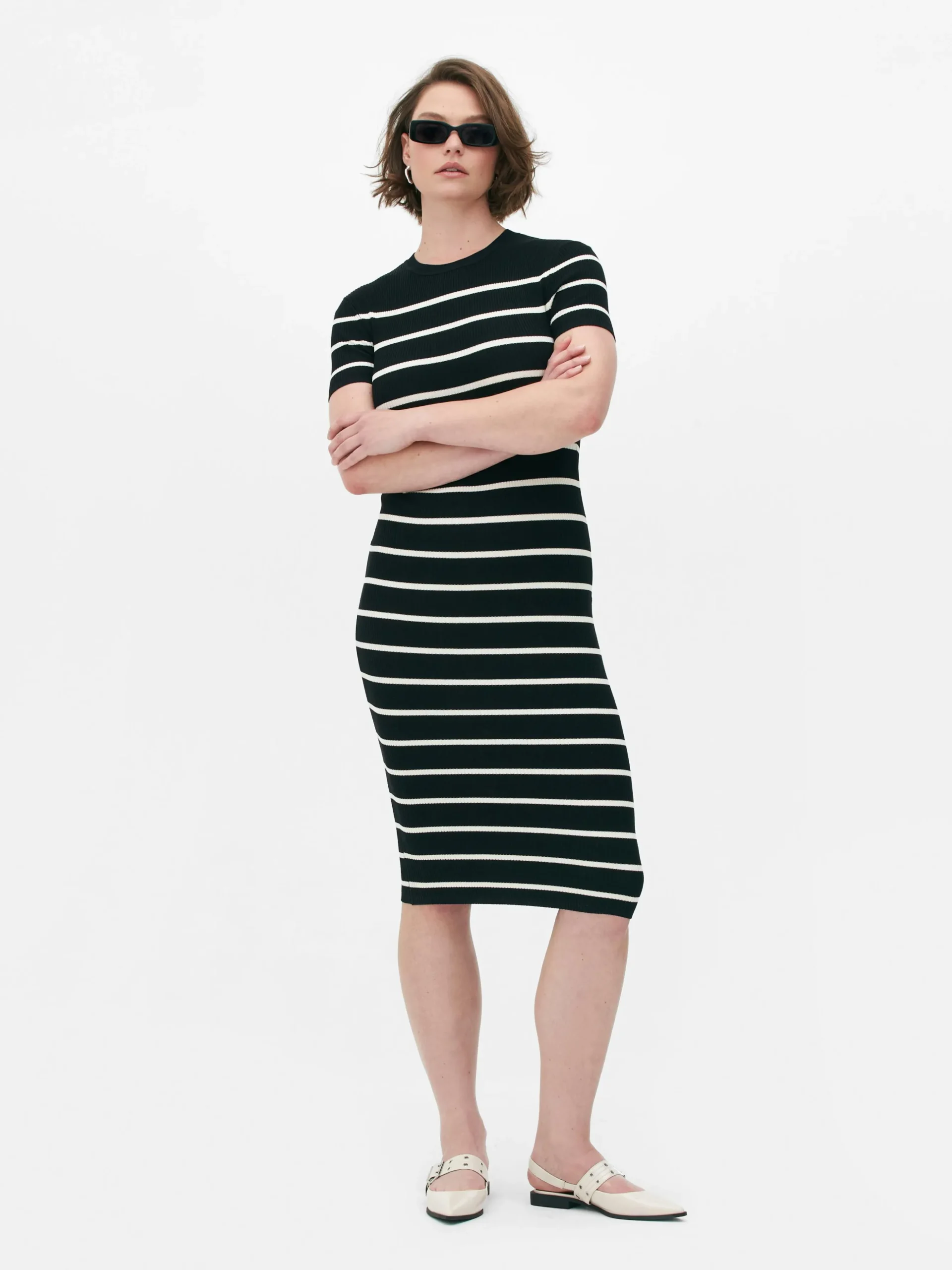 Vestido Midi De Tipo Jersey Y Manga Corta