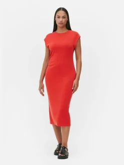 Vestido Midi Fruncido Sin Mangas