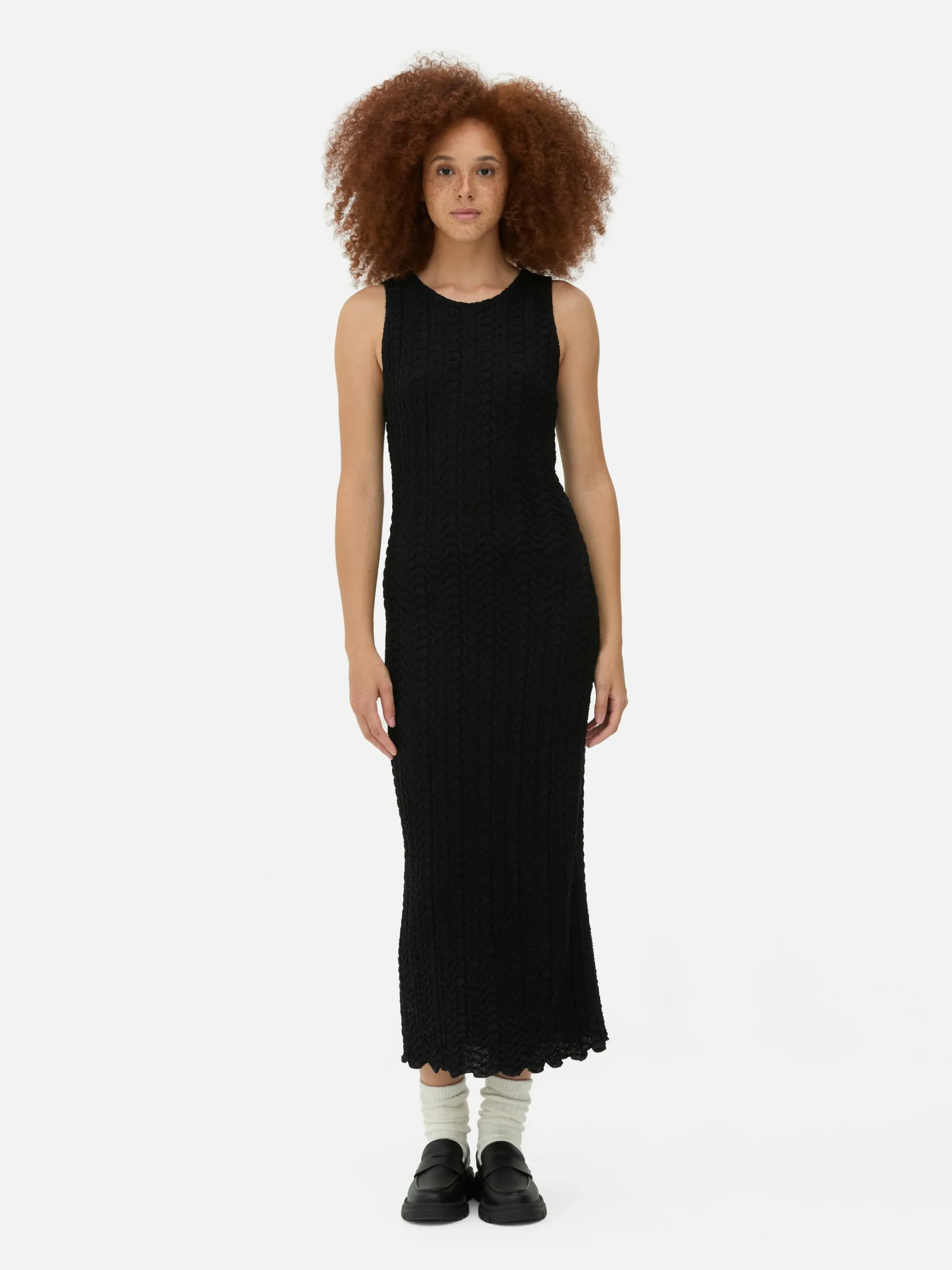 Vestido Midi Texturizado Con Espalda Nadadora