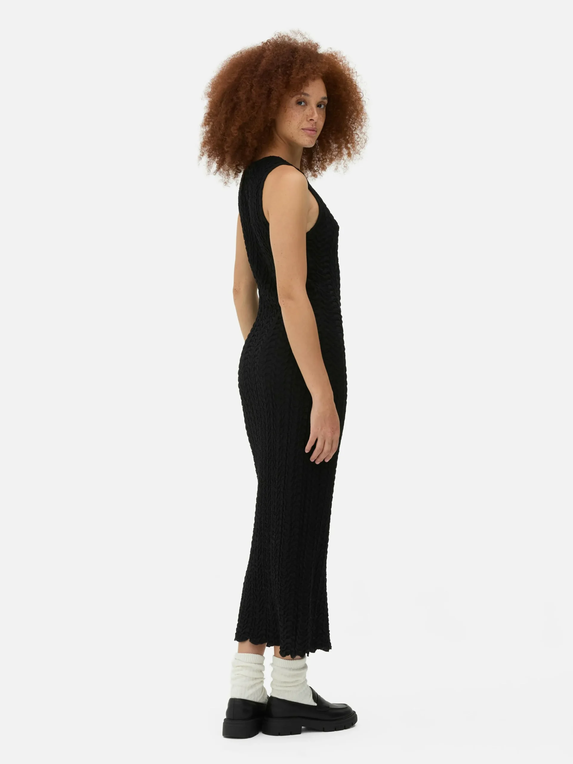 Vestido Midi Texturizado Con Espalda Nadadora