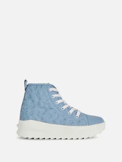 Zapatillas De Caña Alta Con Suela Gruesa Y Estrellas