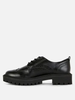Zapatos Brogue Con Cordones Y Suela Gruesa